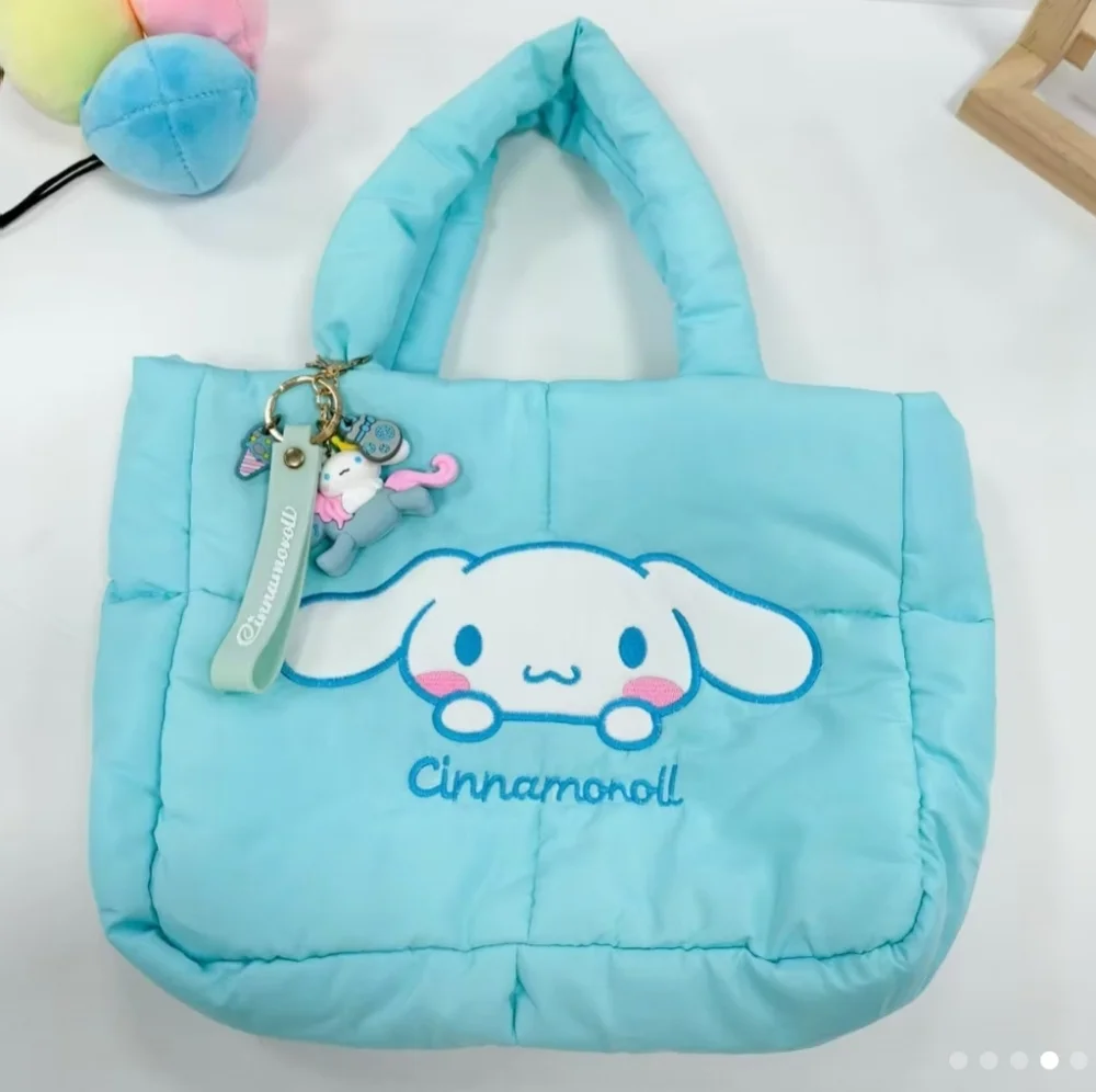Light Blue Embroidered Cinnamoroll Puffy Purse/Tote Bag